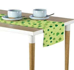 Tossed Shamrocks Green Table Runners 12"x72" or 14"x108" - Picture 1 of 1
