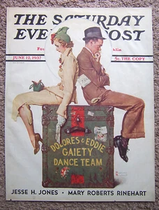 Saturday Evening Post June1937 Norman Rockwell DANCE TEAM TRAVEL International T - Imagen 1 de 3