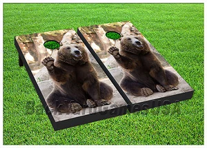 VINYL WRAPS Cornhole Boards DECALS High Five Bear BagToss Game Stickers 391 - Bild 1 von 1