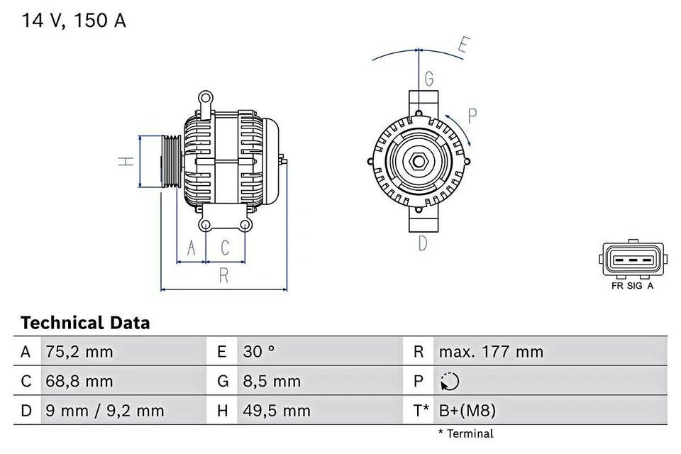 Alternador BOSCH para Ford Focus C-Max II Turnier Hatchback 04-13 0986086440 Foto 1 de 1