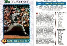 1990 Topps Magazine ROGER CLEMENS Baseball Card TM26 Boston Red Sox