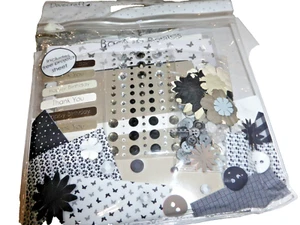 8" x 8" CRAFT PAPERS GOODY BAG BUTTONS CARDS ENVELOPES IN BLACK & WHITE - Picture 1 of 1