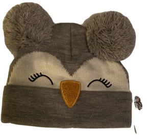 Old Navy Gray Critter Pom Pom Beanie Hat Size Medium - Picture 1 of 2