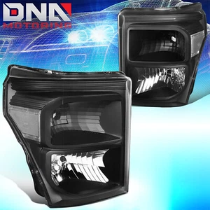 FOR FORD F250 F350 F450 SUPERDUTY 11-16 BLACK HOUSING CLEAR CORNER HEADLIGHTS - Picture 1 of 7