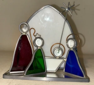 Vintage Hand Made Stained Glass Nativity Votive Candle Holder Vancouver Canada - Picture 1 of 7