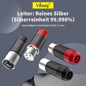 4X Viborg Pure Silver 3Pin XLR Balanced Plug Jack Hifi Audio MIC Cable Connector