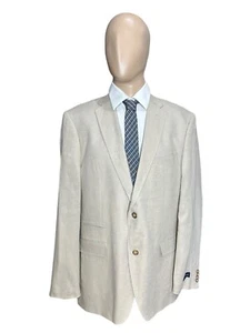 NEW Alan Flusser Blazer Mens 42L 42 Long L Beige Linen Sport Coat Jacket Lined - Picture 1 of 11
