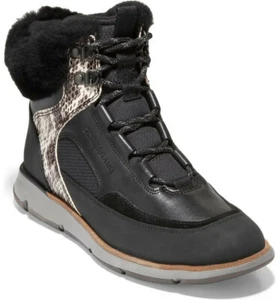 NEW COLE HAAN ZeroGrand Water Resistant Hiker Boot Shearling US 6.5 Black/Snake - Picture 1 of 12