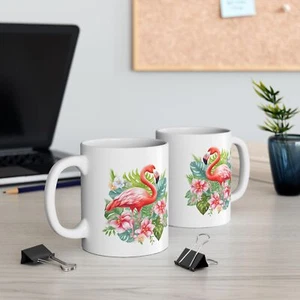 Taza Cerámica Flamenco Rosa - Regalos para Amantes del Flamenco, Taza de Café con Hibisco - Imagen 1 de 18