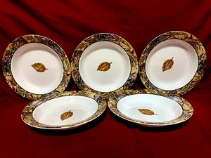 Corelle Tanglewood Leaves Set Of 5 Rimmed Pasta Bowls 9" USA - Picture 1 of 1