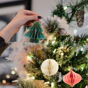 AU SALE Christmas Lantern Hanging Xmas Tree Ornaments Honeycomb Paper Ball Party - Picture 1 of 17