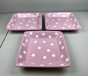 Lot 3 Pampered Chef “Help Whip Cancer” Cute Pink White Polka Dot 7.25" Plates - Picture 1 of 15