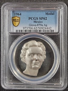 🌟 1964 Mexico SILVER Medal GROVE 879a Juliana Holanda PCGS SP62 Rare TOP POP 1 - Picture 1 of 3