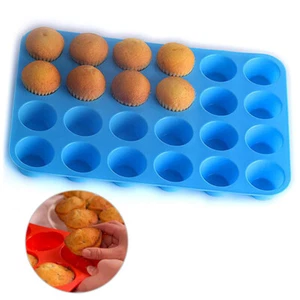 24 Cavity Pan Tray Silicone Mini Cupcake Cookie Bakeware Baking Mold Muffin Cup: - Picture 1 of 15