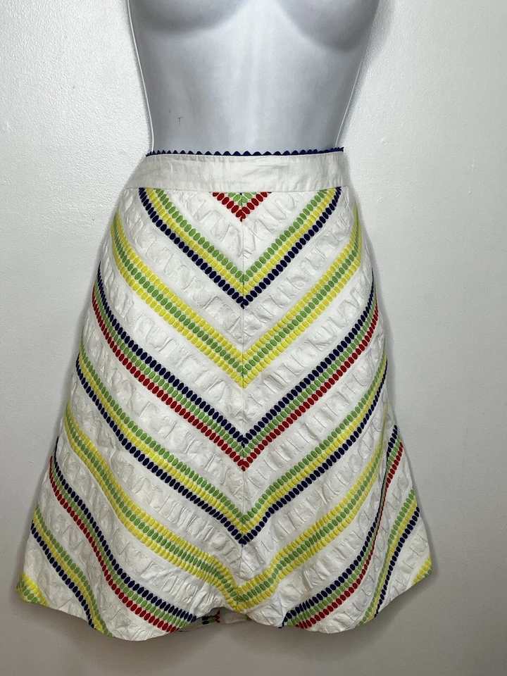 FEI Womens Skirt sz 10 White Multicolor Chevron Pencil A Line Knee Length - Image 1 of 4