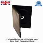 Flexbox Single Black DVD Case 14mm Spine Empty Standard Replacement Cover New