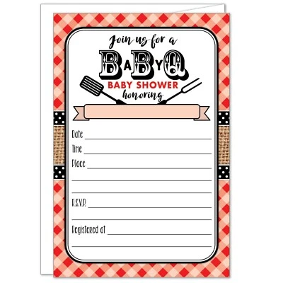 Red BabyQ Barbacoa Barbacoa Baby Shower Invitaciones (Relleno) + Opt. Sobres Foto 1 de 3