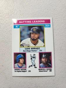 2025 Topps Heritage League Leaders Shohei Ohtani, Marcell Ozuna, Luis Arraez NM - Picture 1 of 2