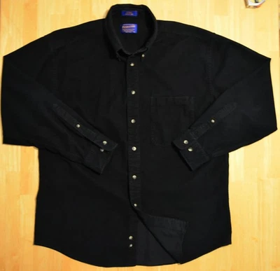 Vintage Pendleton long-sleeve button down corduroy cotton shirt size Large Black - Image 1 of 4