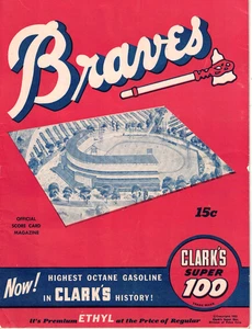 1953 Milwaukee Braves unsoriertes Programm EX vs. Cubs (10. Mai) 5. Heimspiel aller Zeiten! - Bild 1 von 3