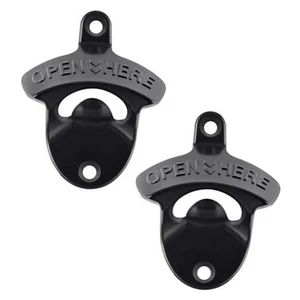 Black Beer Bottle Cap Opener Wall Mounted, Stainless Cooler Mounted Soda Top - Picture 1 of 7