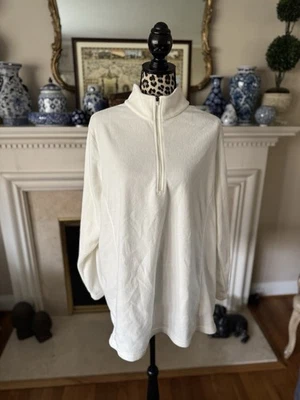 Pullover Lands' End Marfil Polar 1/4 Cremallera Cuello Simulado 2X (20W-22W) Invierno Blanco Foto 1 de 4