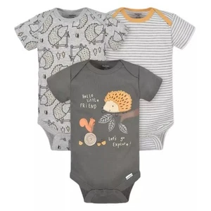Gerber Baby Jungen 3er Pack Igel Kurzarm Strampler Größe 3-6 Monate - Bild 1 von 2