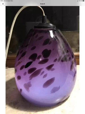 Hängelampe Murano Stil, Farbe dunkle Brombeere mit Leo Flecken, - Bild 1 von 3
