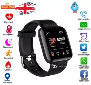Smart Watch Men Women Fitness Tracker Blood Pressure Heart Rate Sport Watches UK - Picture 1 of 18