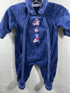 Oso de peluche azul terciopelo bebé niño primeras impresiones talla 3-6 M - Imagen 1 de 6