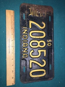 Vintage License Plate Tag Indiana Truck 208520 1950 Original Paint - Picture 1 of 2