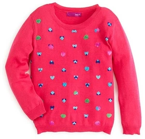 Aqua Girls' Heart Front Pullover, Magenta/Aqua, Sizes 4 - Picture 1 of 1
