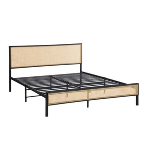NEW Big Bedding WAZE Metal Bed Frame - Rattan Board - Picture 1 of 9