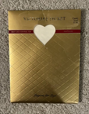 VICTORIA'S SECRET PANTYHOSE SMALL-CREAM, Lingerie for Legs, Lace Control Top - Image 1 of 3