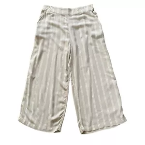 Anko Womens Pants Wide Leg Beige Neutral White Stripes Size 12 Slim Fit Casual - Picture 1 of 11