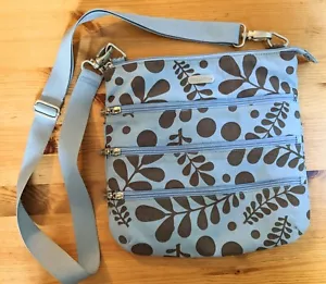 Baggallini Purse Handbag Crossbody 11x11 Blue Brown Many Pockets - Picture 1 of 12