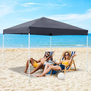 10 x 10 FT Pop Up Canopy Tent Pre-Assembled Lightweight Adjustable Height Grey - Picture 1 of 24