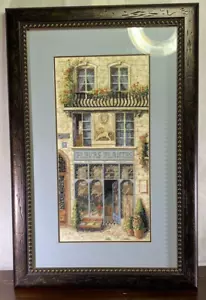 Completed & Framed Cross Stitch FRENCH FLOWER SHOP Dimensions Crafts 24"x16" - Picture 1 of 20