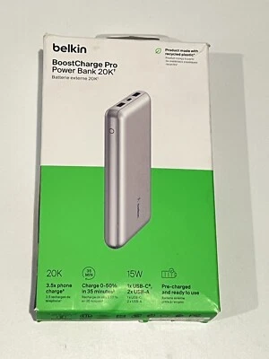 Cargador de batería portátil Belkin BoostCharge Pro Power Bank 20K 15W - plateado Foto 1 de 2