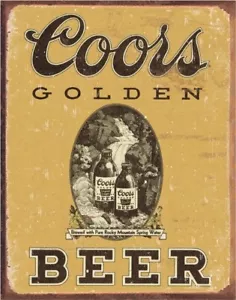 COORS Golden Vintage Tin Sign- 12-1/2"W x 16"H, Made in USA #DE-1648 - Picture 1 of 1
