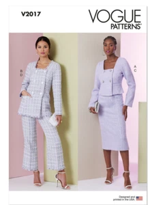 Vogue V2017 Sewing Pattern Misses' Jacket Skirt Pants Size Y5 (18-26) UNCUT - Picture 1 of 9