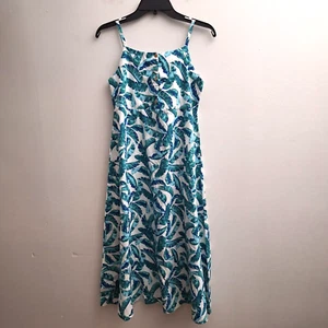 JOE FRESH Sundress Midi Girls XL Blue Green Floral Straps Back Smock Cotton NWT - Picture 1 of 7