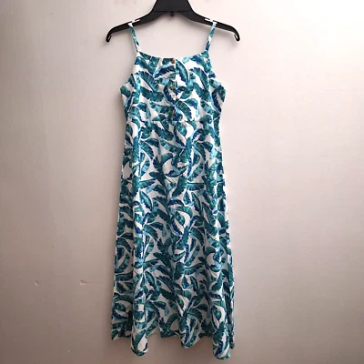 JOE FRESH Sundress Midi Girls XL Blue Green Floral Straps Back Smock Cotton NWT - Image 1 of 4