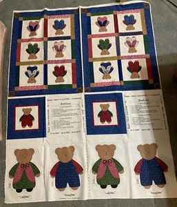 Vtg Rare Teddy Bears Everywhere Fabric panel design by Little Quilts (2 panels) - Picture 1 of 4