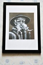 A4 size FRAMED without mount. Original photo print, hand signed. Charcoal draw..