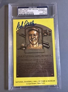BOB FELLER Hall of Fame HOF Plaque Postcard PSA/DNA Auto Signed - Picture 1 of 2