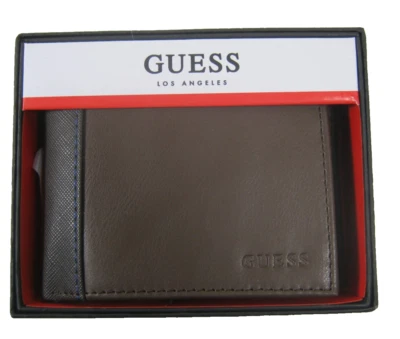 Guess Men's Wallet Extra Capacity Bi-Fold Slimfold Brown New NIB - Image 1 of 4