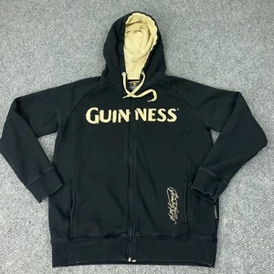 Guinness Zip Hoodie Mens Large Black Beer Official Merchandise Stout Ireland - Picture 1 of 12