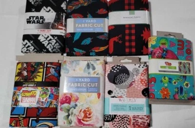 1 Yard Cotton Fabric Trolls Star Wars Spiderman Boho Feathers Buffalo Christmas - Image 1 of 4