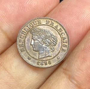 1896 France One Centime Coin - Picture 1 of 4